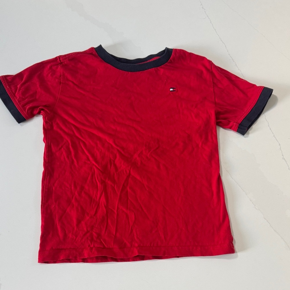 Tommy Hilfiger Kids Red Tee with Navy Accents